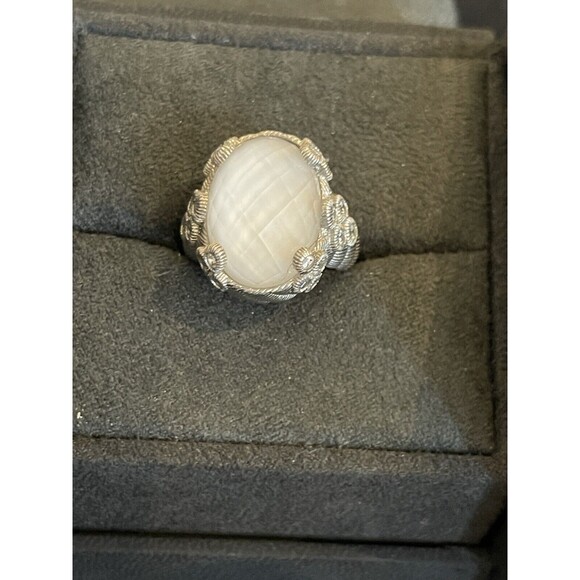 Judith Ripka White Agate Doublet Flora Sterling Silver Ring Sz 5 - Picture 2 of 5